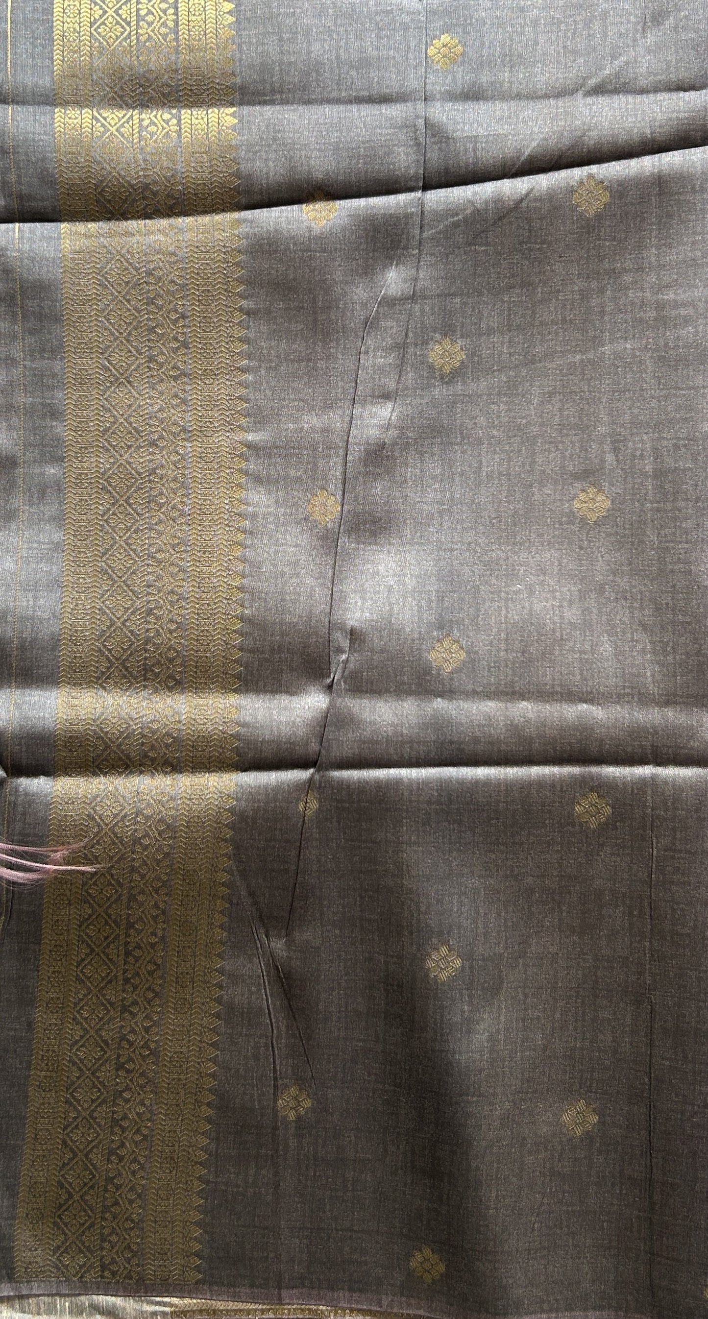 Semi Tussar Saree Light Grape Wine Colored Complemented with a Zari Border. - Sampradaya Designer Studio