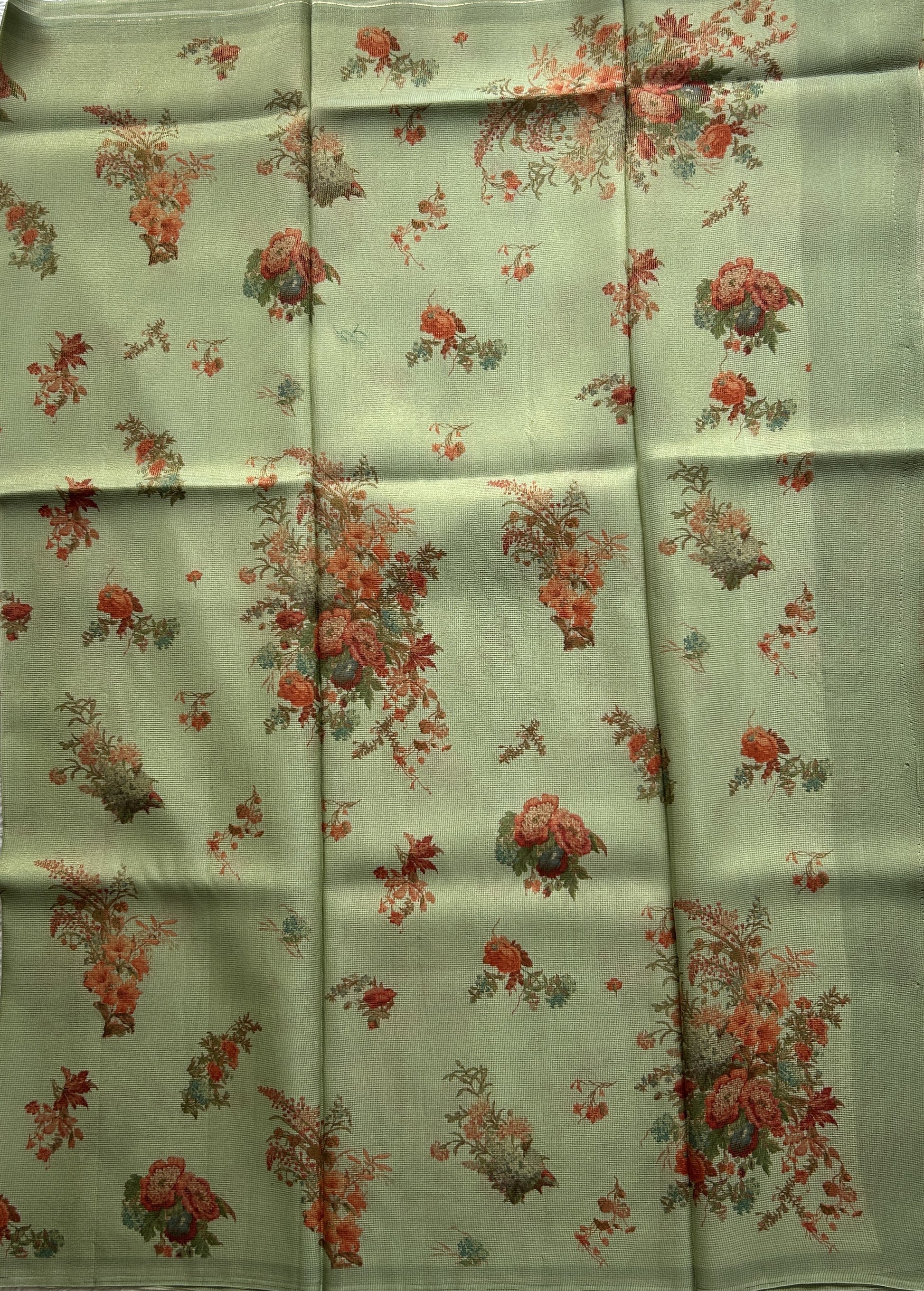 Banarasi Fancy Kota Light Green Colored Borderless Saree Complemented With Digital Print. - Sampradaya Designer Studio