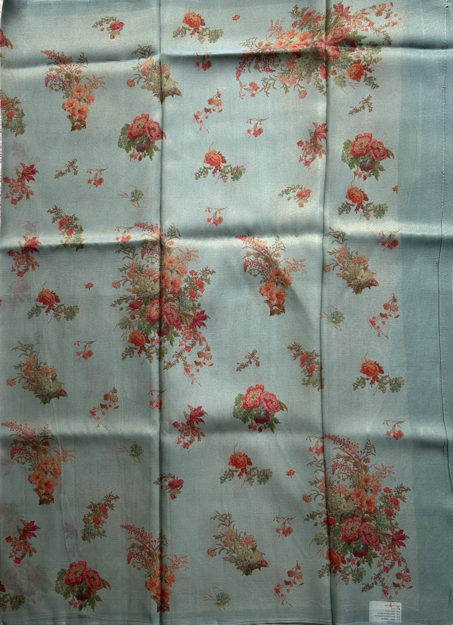 Banarasi Fancy Kota Sky Blue Colored Borderless Saree Complemented With Digital Print. - Sampradaya Designer Studio