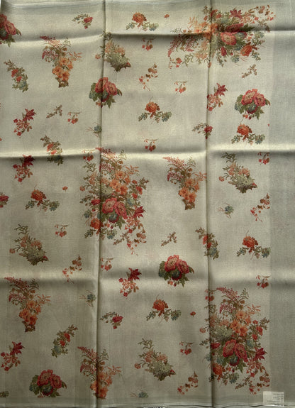 Banarasi Fancy Kota Grey Colored Borderless Saree Complemented With Digital Print. - Sampradaya Designer Studio