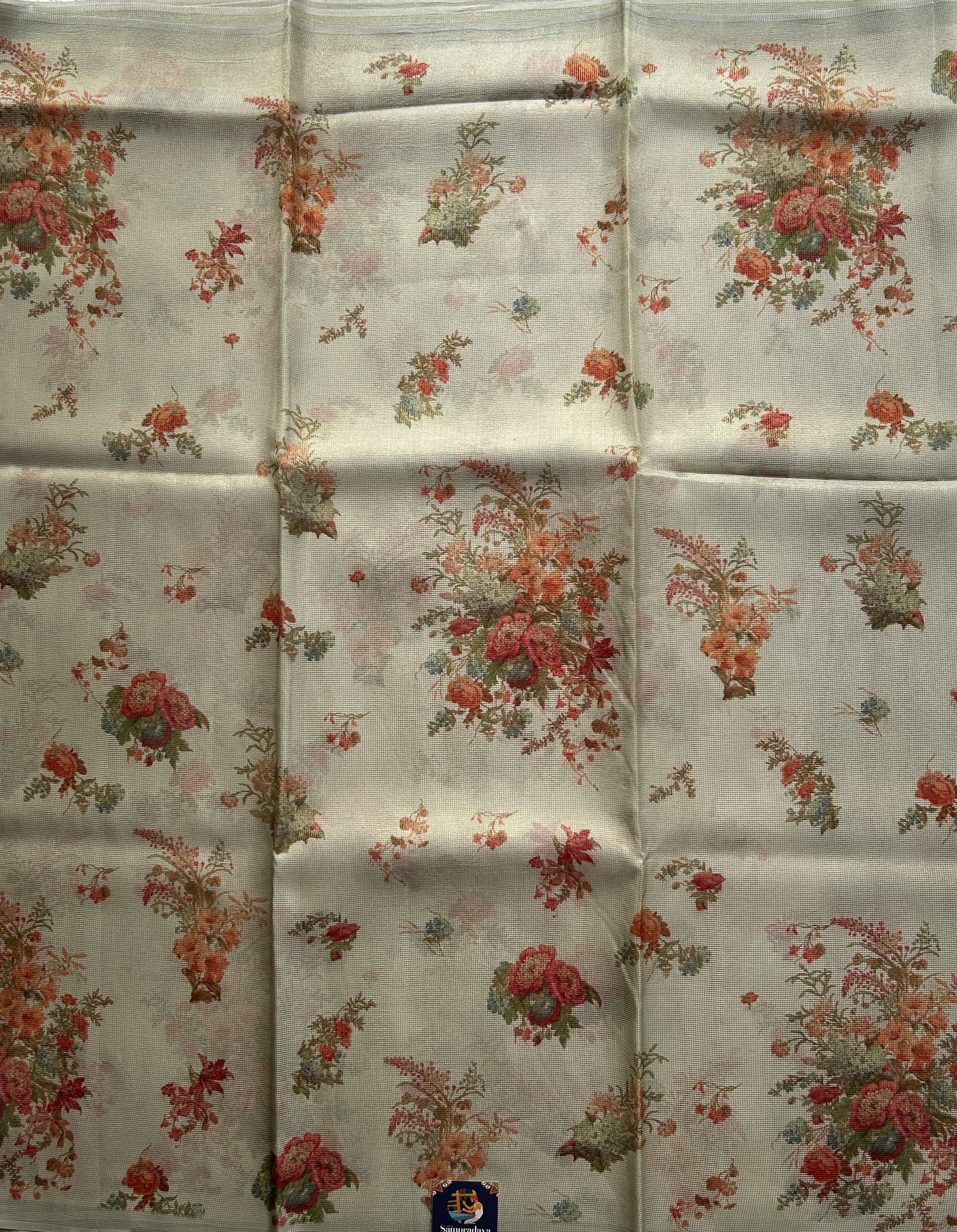 Banarasi Fancy Kota Grey Colored Borderless Saree Complemented With Digital Print. - Sampradaya Designer Studio