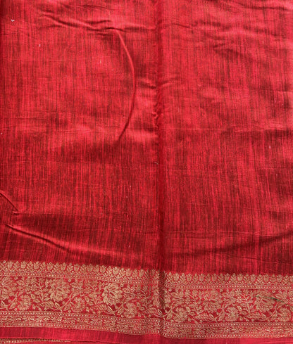 Green Banarasi Raw Silk Saree with Gold Zari Border — Pure Handloom | Silk Mark Certified