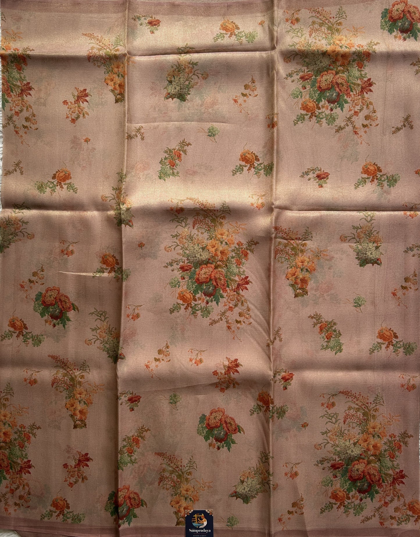 Banarasi Fancy Kota Onion Pink Colored Borderless Saree Complemented With Digital Print. - Sampradaya Designer Studio