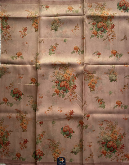 Banarasi Fancy Kota Onion Pink Colored Borderless Saree Complemented With Digital Print. - Sampradaya Designer Studio