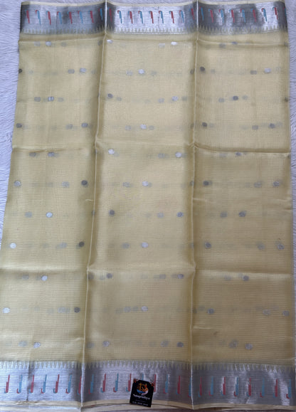 Silk kota Saree Yellow color complemented with a Zari Weaving Border. - Sampradaya Designer Studio