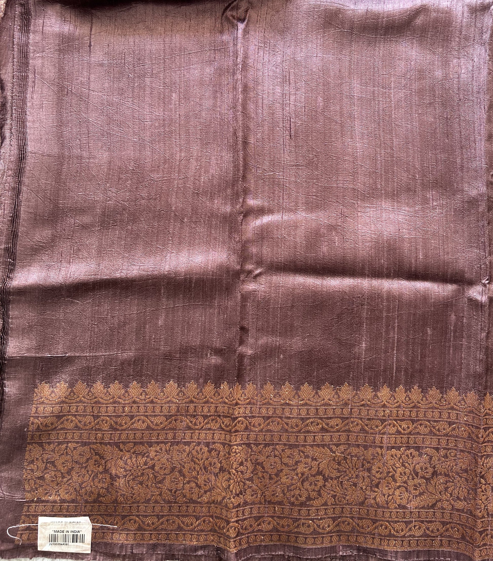 Lavender Banarasi Raw Silk Saree with Gold Zari Border — Pure Handloom | Silk Mark Certified - Sampradaya Designer Studio