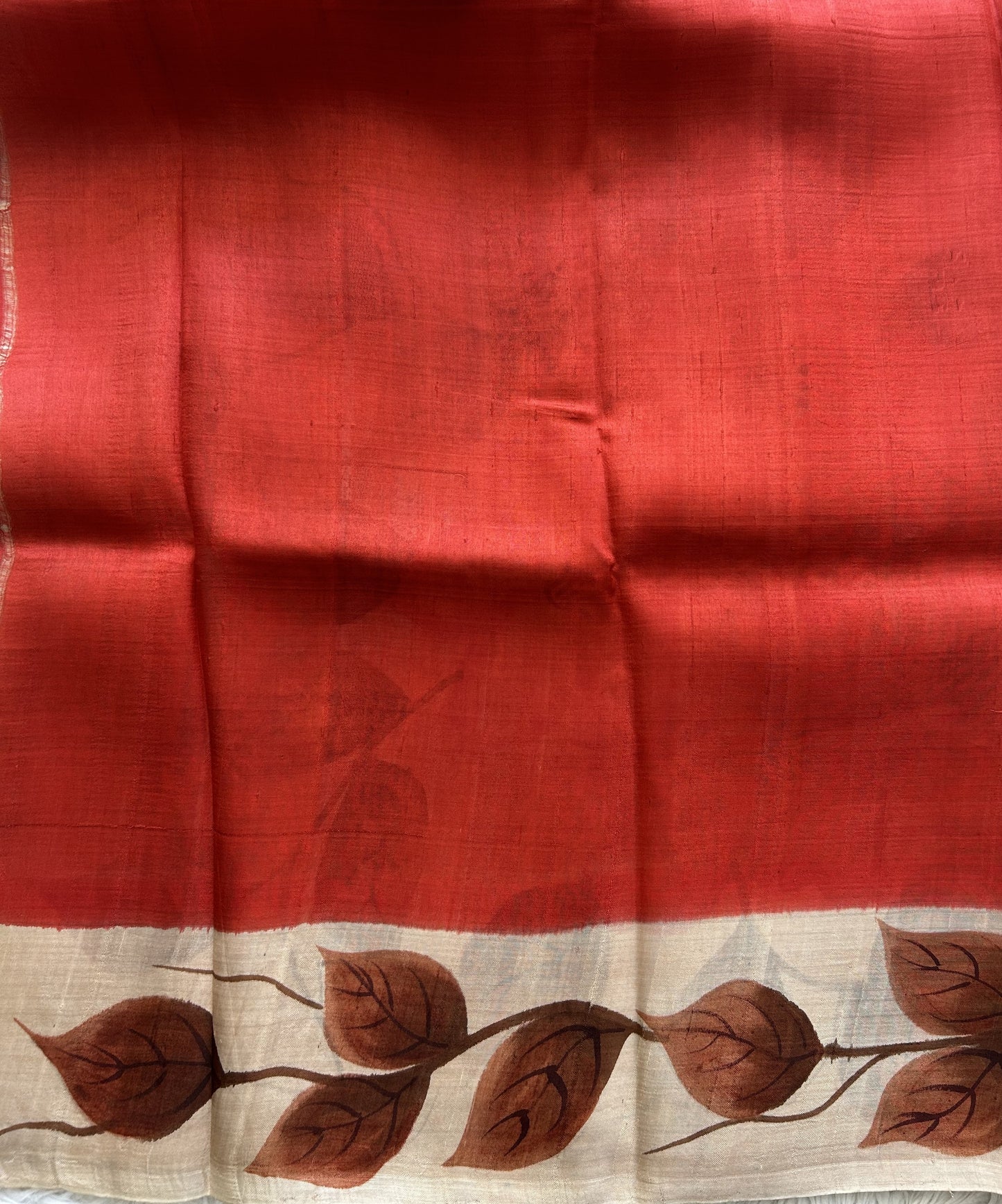 Beige Tussar Silk Saree featuring Hand-Painted Artisan Work  | Pure Handloom | Silk Mark Certified