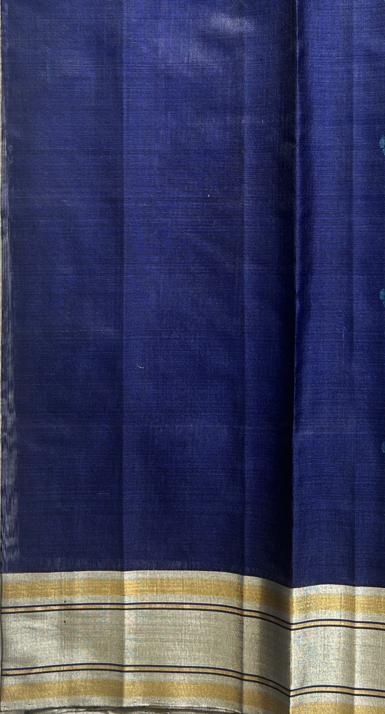 Chanderi Silk Saree Navy Blue colored Elegantly Paired with a Gap border - Sampradaya Designer Studio