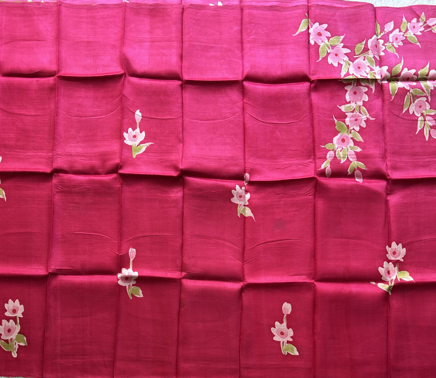 Pink Tussar Silk Saree featuring Hand-Painted Artisan Work  | Pure Handloom | Silk Mark Certified