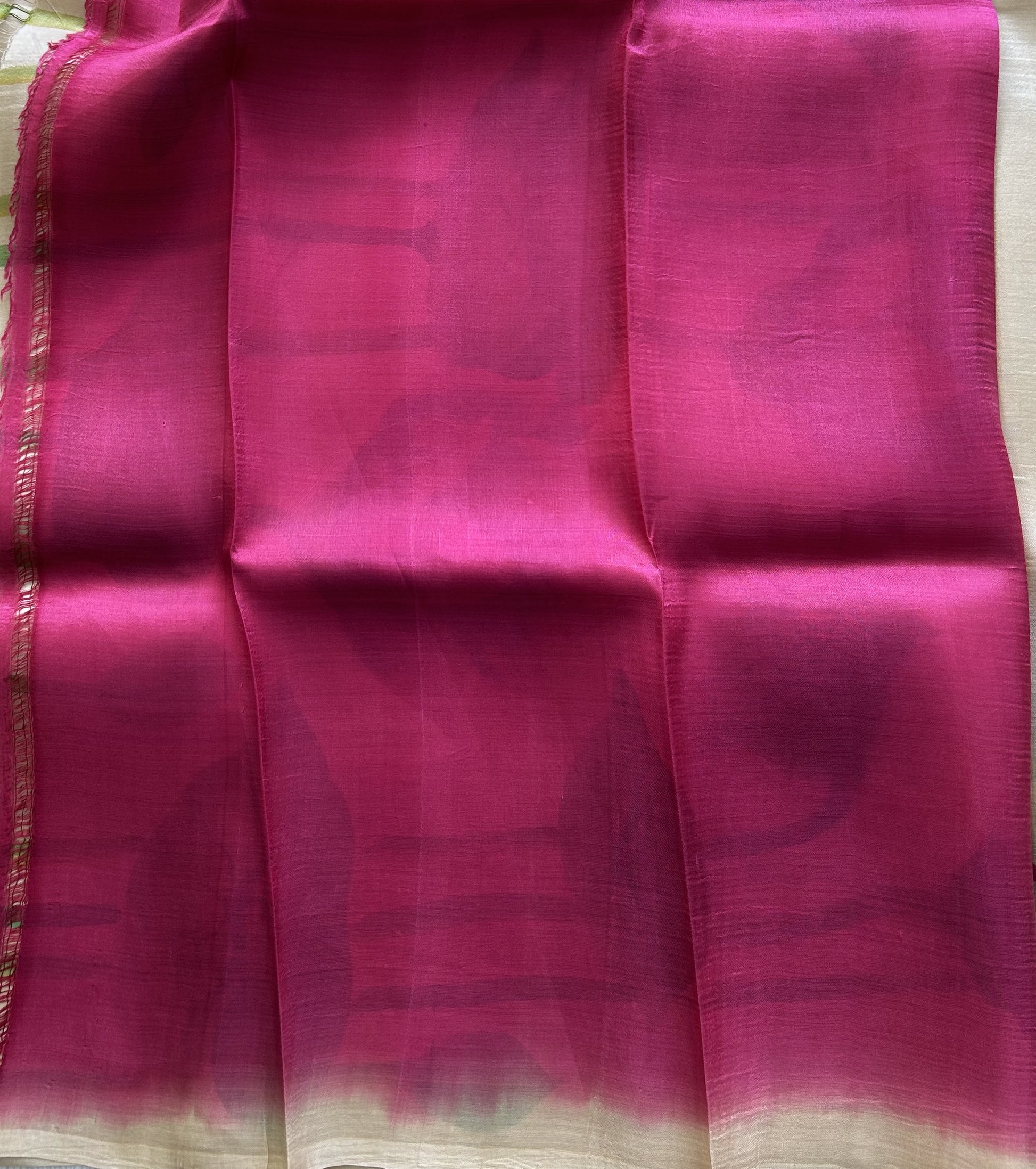 Cream Tussar Silk Saree featuring Hand-Painted Artisan Work  | Pure Handloom | Silk Mark Certified - Sampradaya Designer Studio