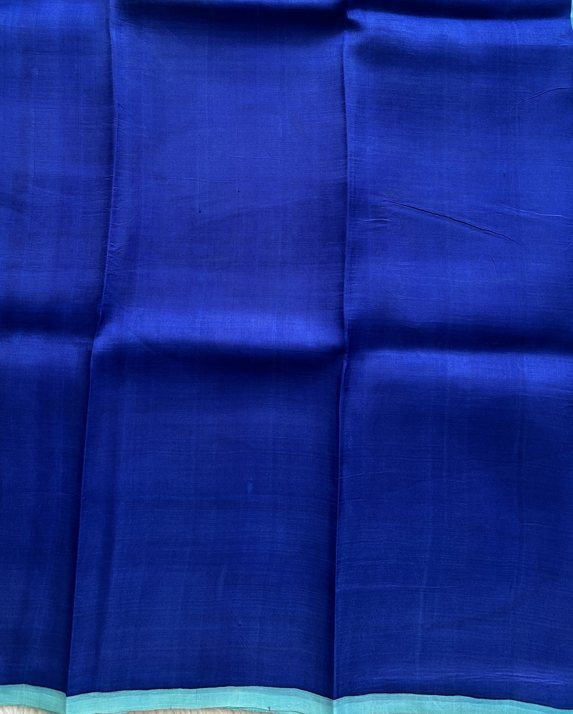 Blue Tussar Silk Saree featuring Hand-Painted Artisan Work  | Pure Handloom | Silk Mark Certified - Sampradaya Designer Studio