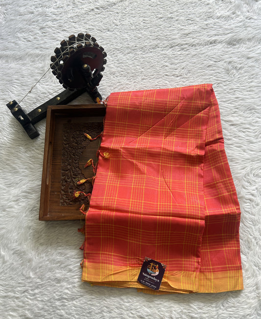 Mangalagiri Plain Pattu Saree Pink colored complemented with a No Border. - Sampradaya Designer Studio