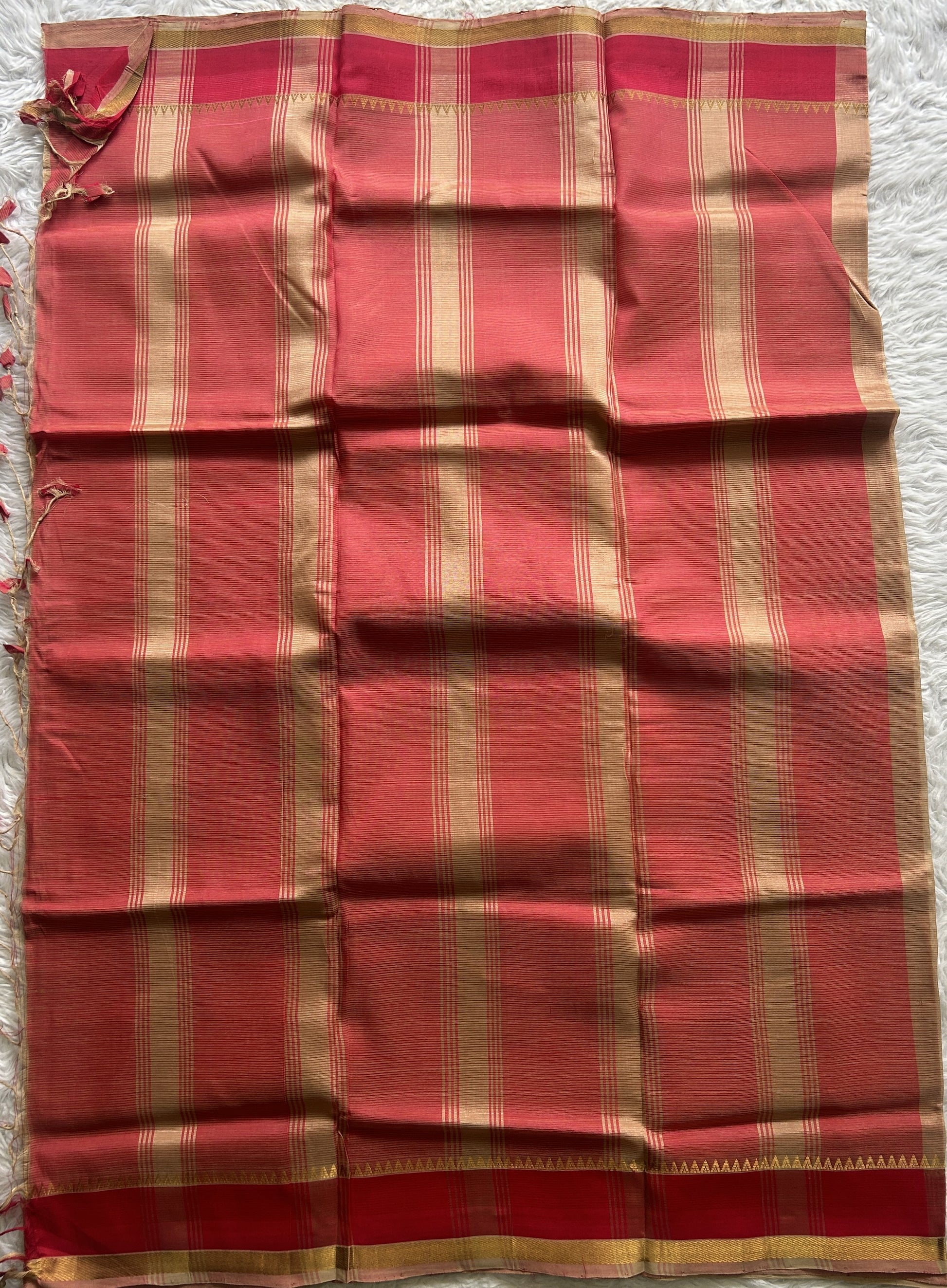 Mangalagiri Plain Pattu Saree Light Brown colored complemented with a Zari Border. - Sampradaya Designer Studio