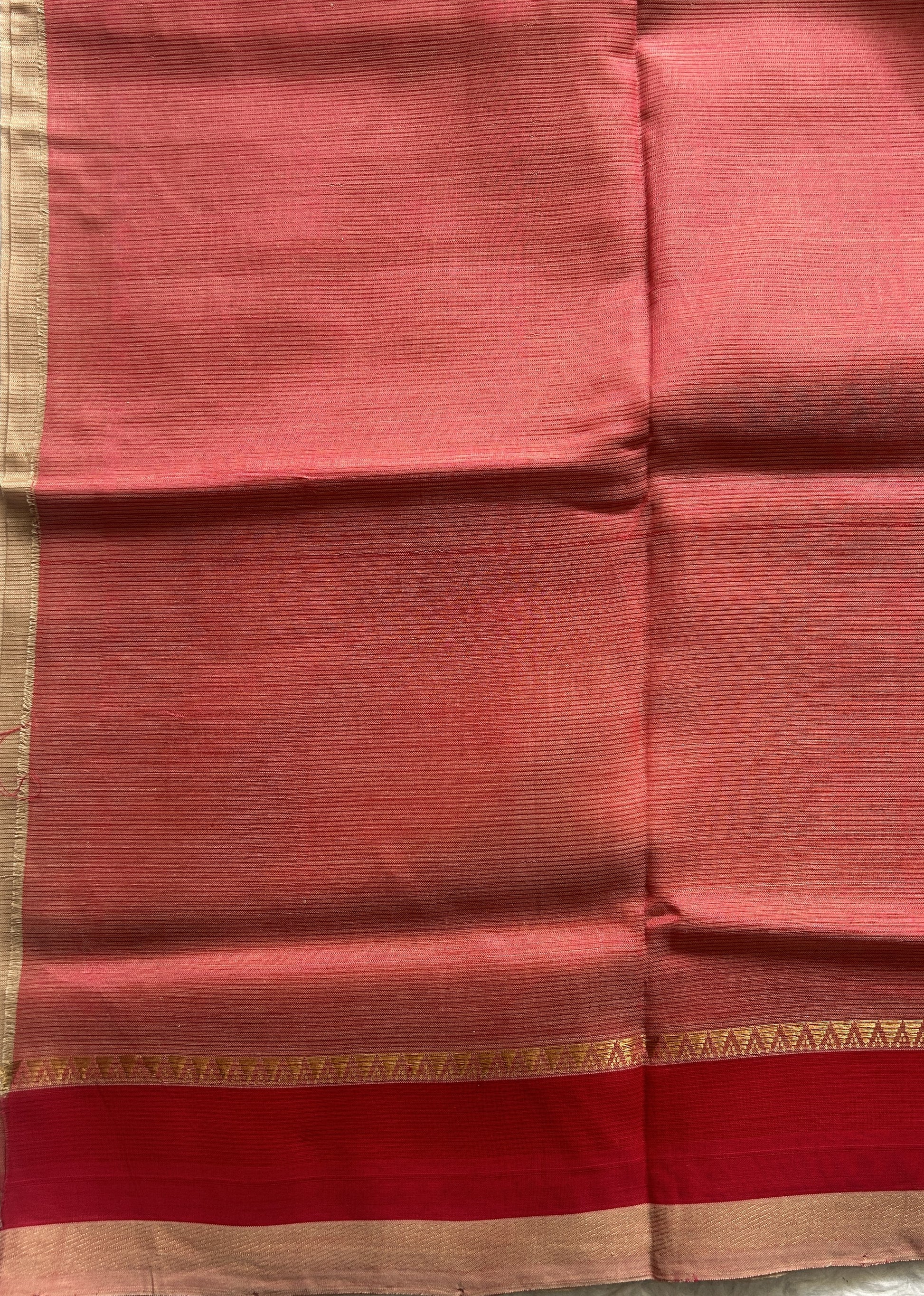Mangalagiri Plain Pattu Saree Light Brown colored complemented with a Zari Border. - Sampradaya Designer Studio