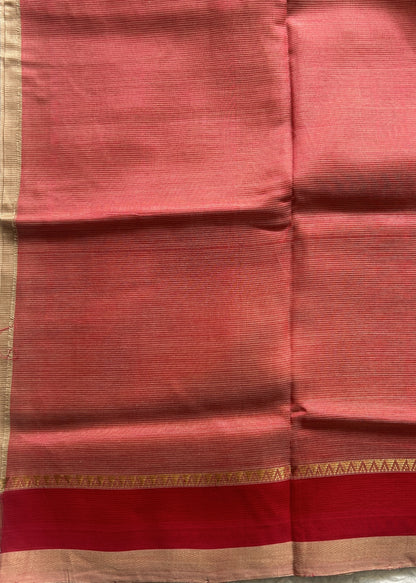 Mangalagiri Plain Pattu Saree Light Brown colored complemented with a Zari Border. - Sampradaya Designer Studio