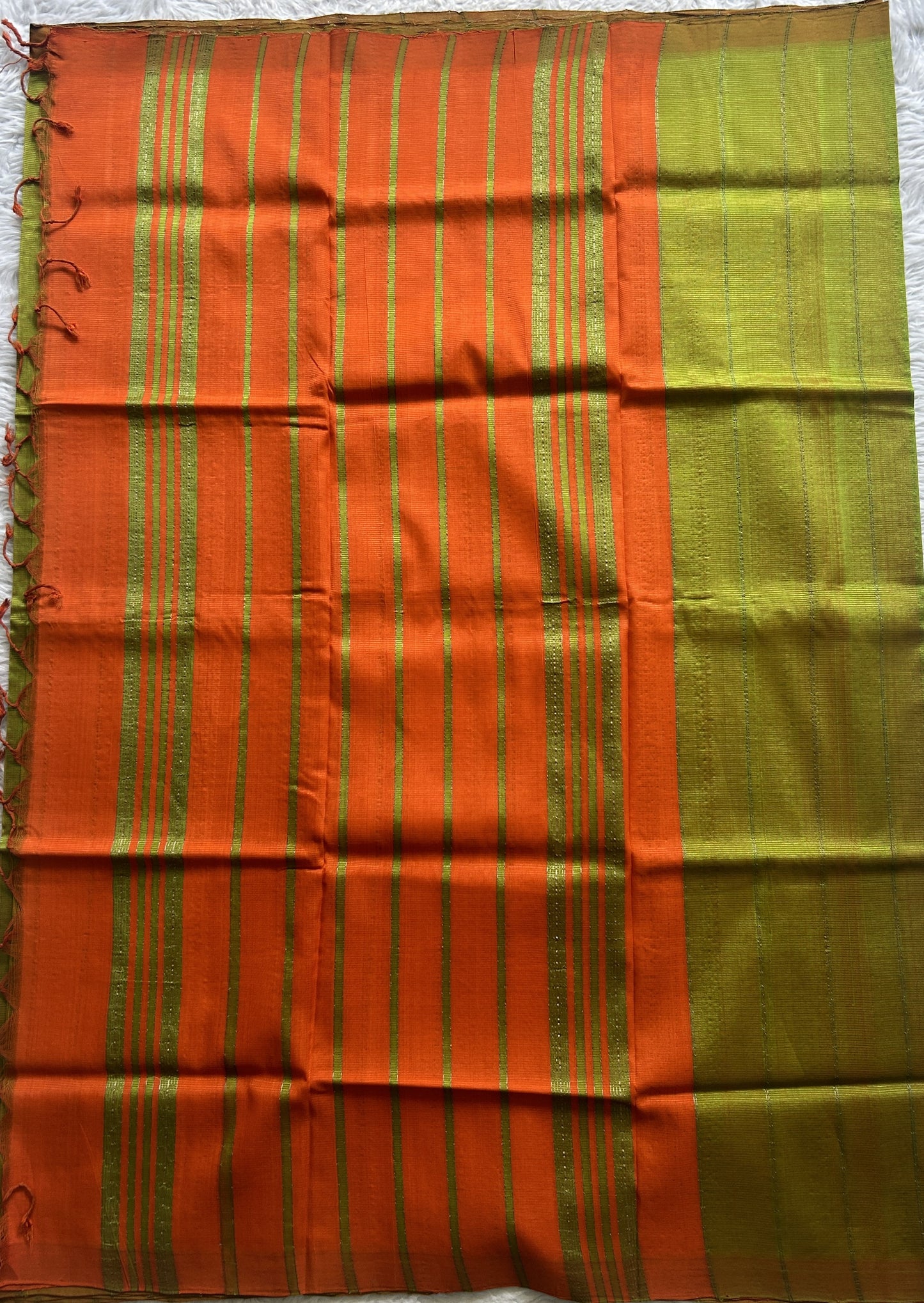 Mangalagiri Plain Pattu Saree Light Green colored complemented with a No Border. - Sampradaya Designer Studio