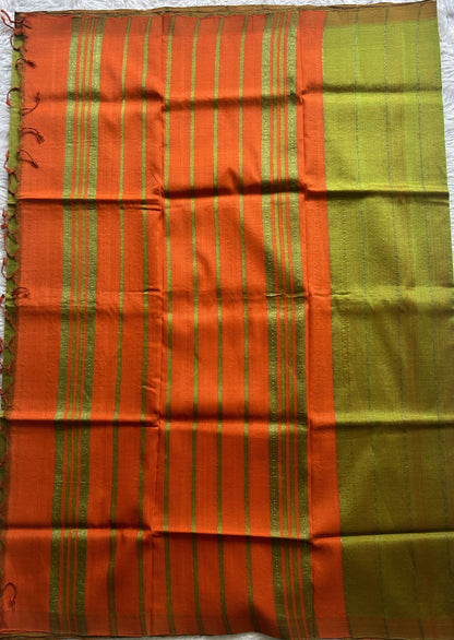 Mangalagiri Plain Pattu Saree Light Green colored complemented with a No Border. - Sampradaya Designer Studio