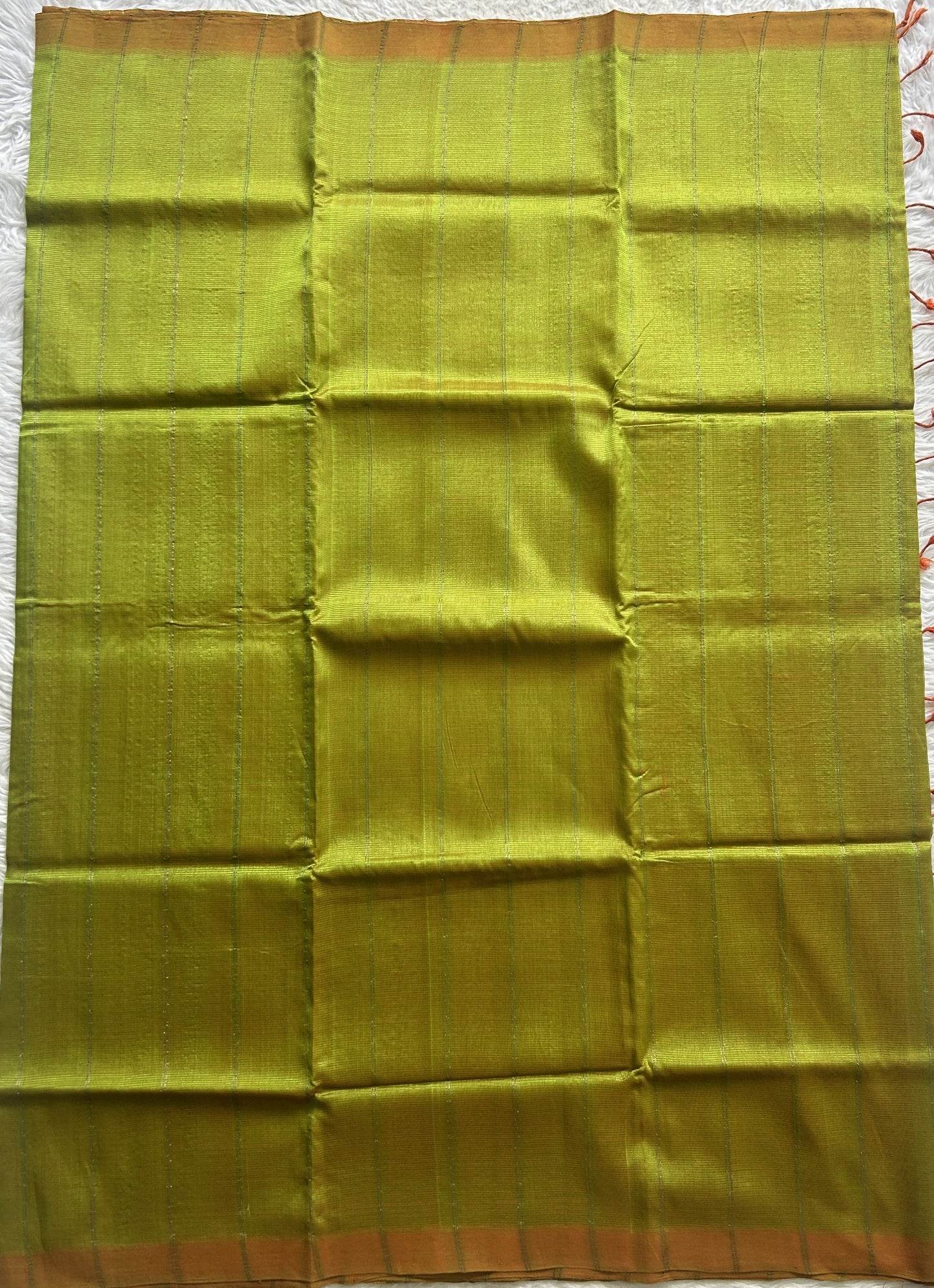 Mangalagiri Plain Pattu Saree Light Green colored complemented with a No Border. - Sampradaya Designer Studio