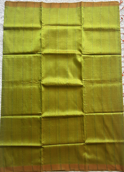 Mangalagiri Plain Pattu Saree Light Green colored complemented with a No Border. - Sampradaya Designer Studio