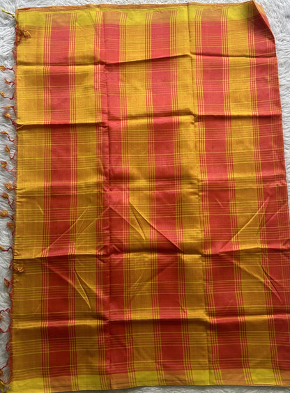 Mangalagiri Plain Pattu Saree Pink colored complemented with a No Border. - Sampradaya Designer Studio