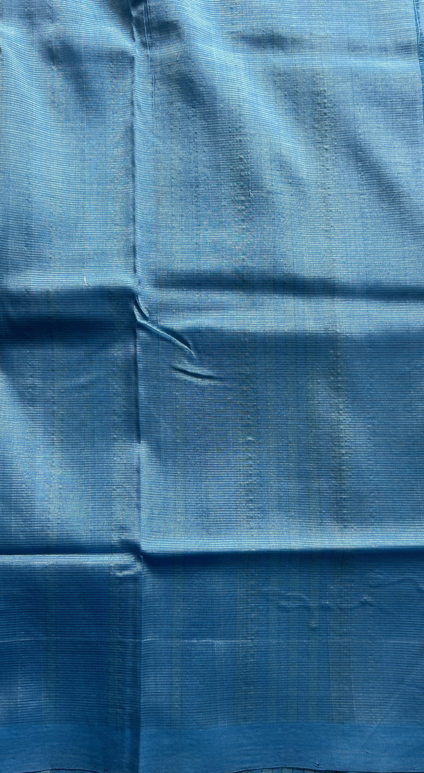 Mangalagiri Plain Pattu Saree Sky Blue colored complemented with a No Border. - Sampradaya Designer Studio