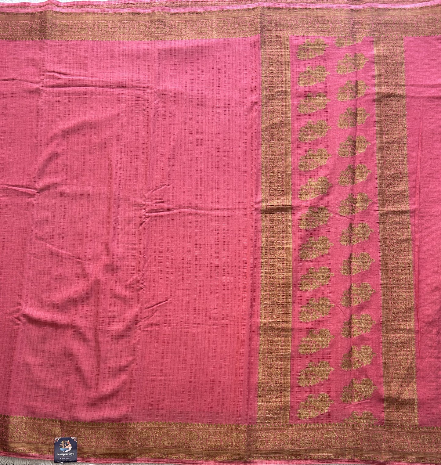 Pink Banarasi Semi Tussar Georgette Saree with Sliver Zari Border — Lightweight Festive Wear - Sampradaya Designer Studio