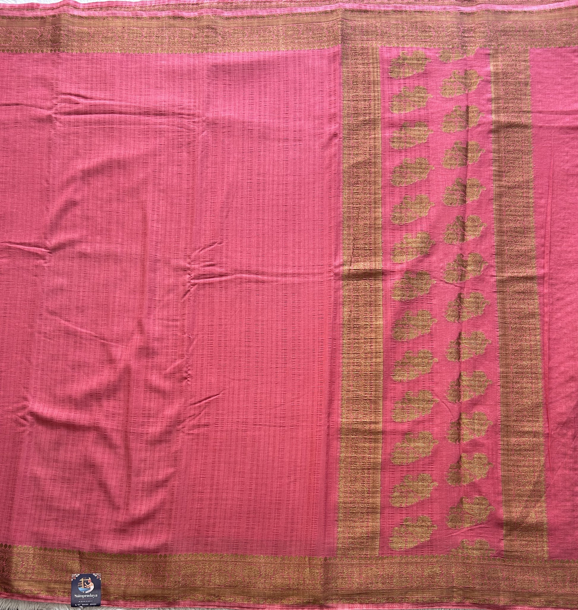 Pink Banarasi Semi Tussar Georgette Saree with Sliver Zari Border — Lightweight Festive Wear - Sampradaya Designer Studio
