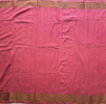 Pink Banarasi Semi Tussar Georgette Saree with Sliver Zari Border — Lightweight Festive Wear - Sampradaya Designer Studio