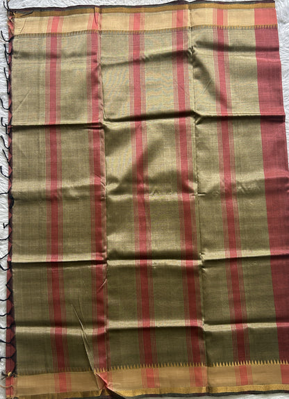Mangalagiri Plain Pattu Saree Onion Pink colored complemented with a Zari Border. - Sampradaya Designer Studio