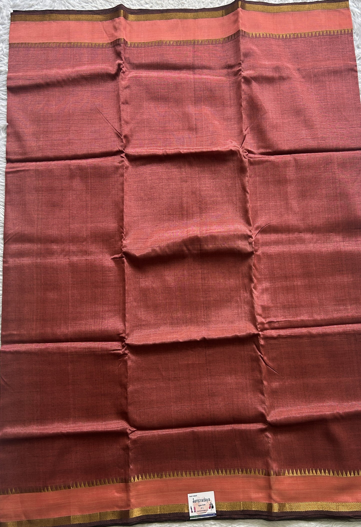 Mangalagiri Plain Pattu Saree Onion Pink colored complemented with a Zari Border. - Sampradaya Designer Studio