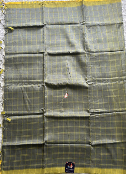 Mangalagiri Plain Pattu Saree Gray colored complemented with a No Border. - Sampradaya Designer Studio