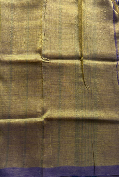 Mangalagiri Plain Pattu Saree Green colored complemented with a No Border. - Sampradaya Designer Studio