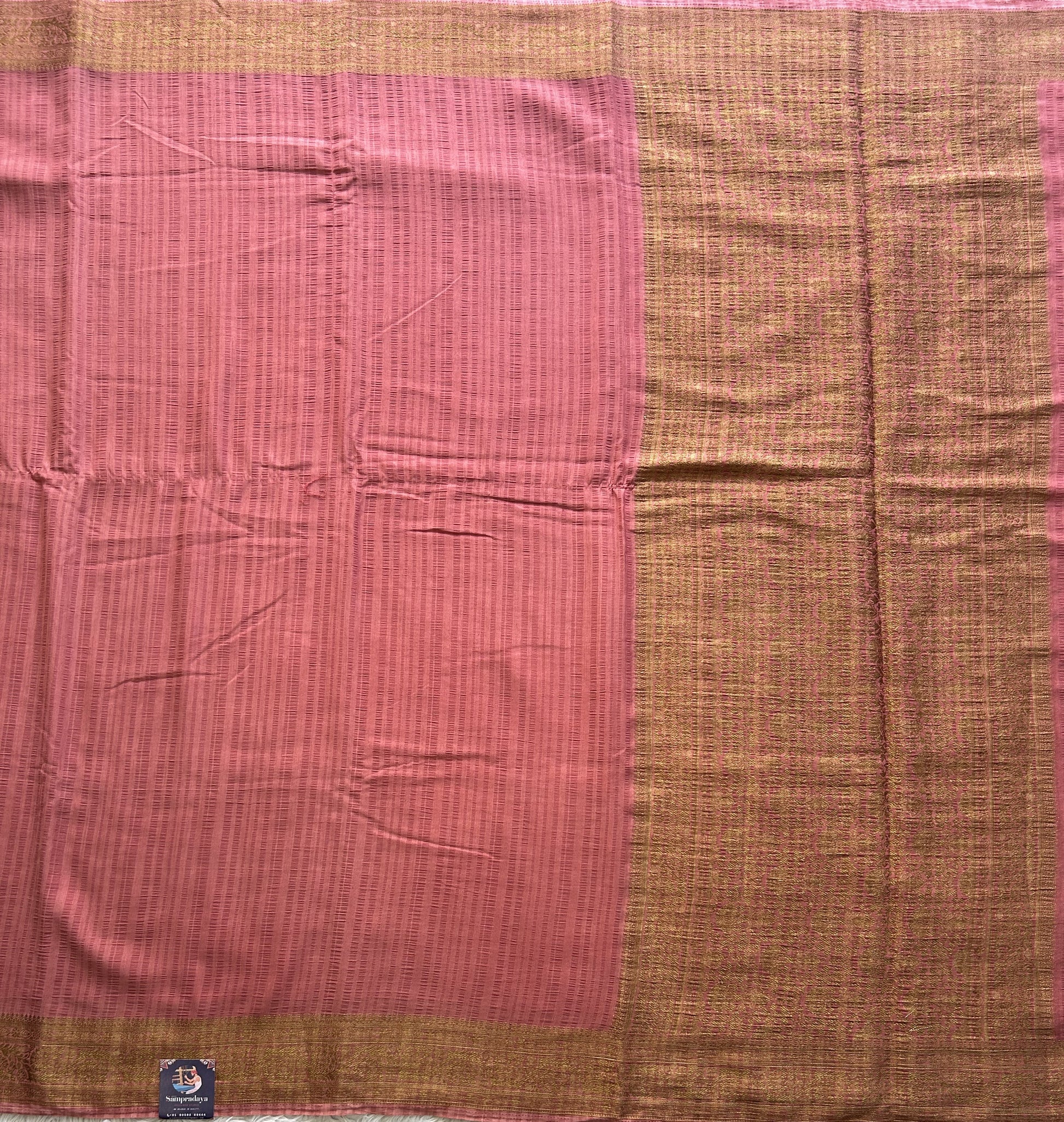 Onion Pink Banarasi Semi Tussar Georgette Saree with Sliver Zari Border — Lightweight Festive Wear - Sampradaya Designer Studio