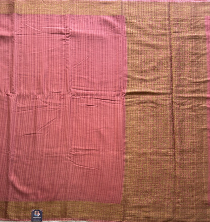 Onion Pink Banarasi Semi Tussar Georgette Saree with Sliver Zari Border — Lightweight Festive Wear - Sampradaya Designer Studio