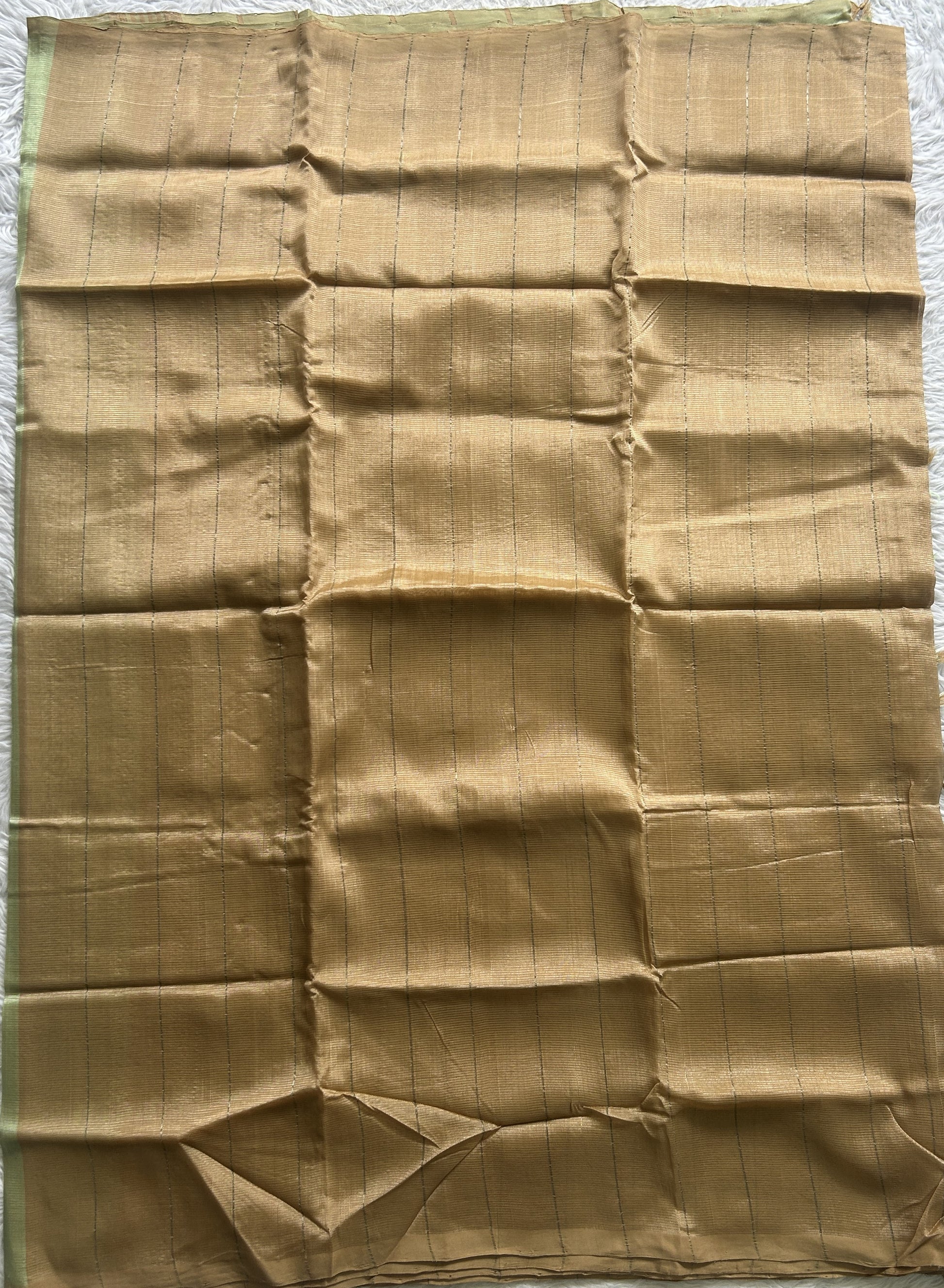 Mangalagiri Plain Pattu Saree Beige colored complemented with a No Border. - Sampradaya Designer Studio