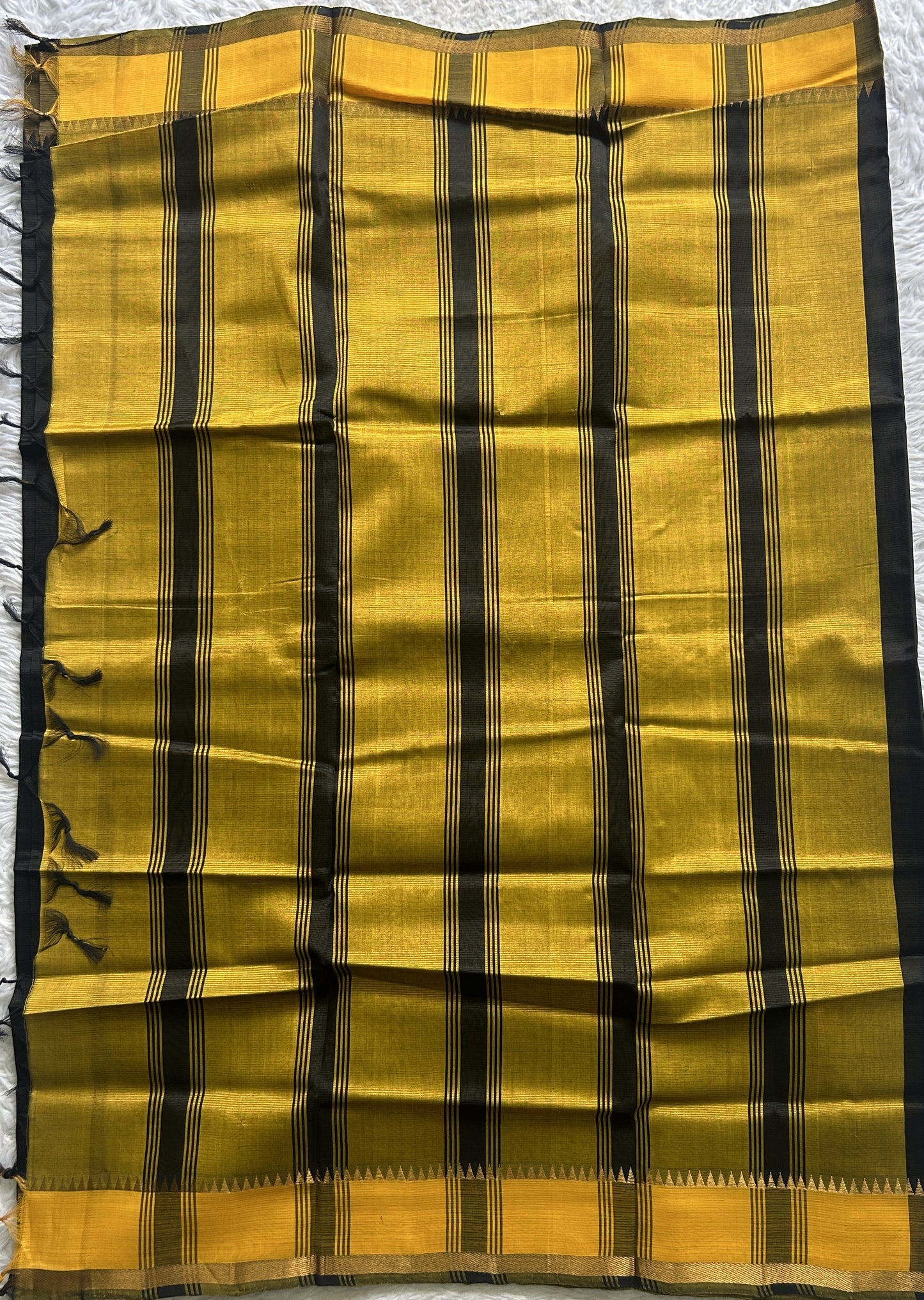 Mangalagiri Plain Pattu Saree Black colored complemented with a Zari Border - Sampradaya Designer Studio