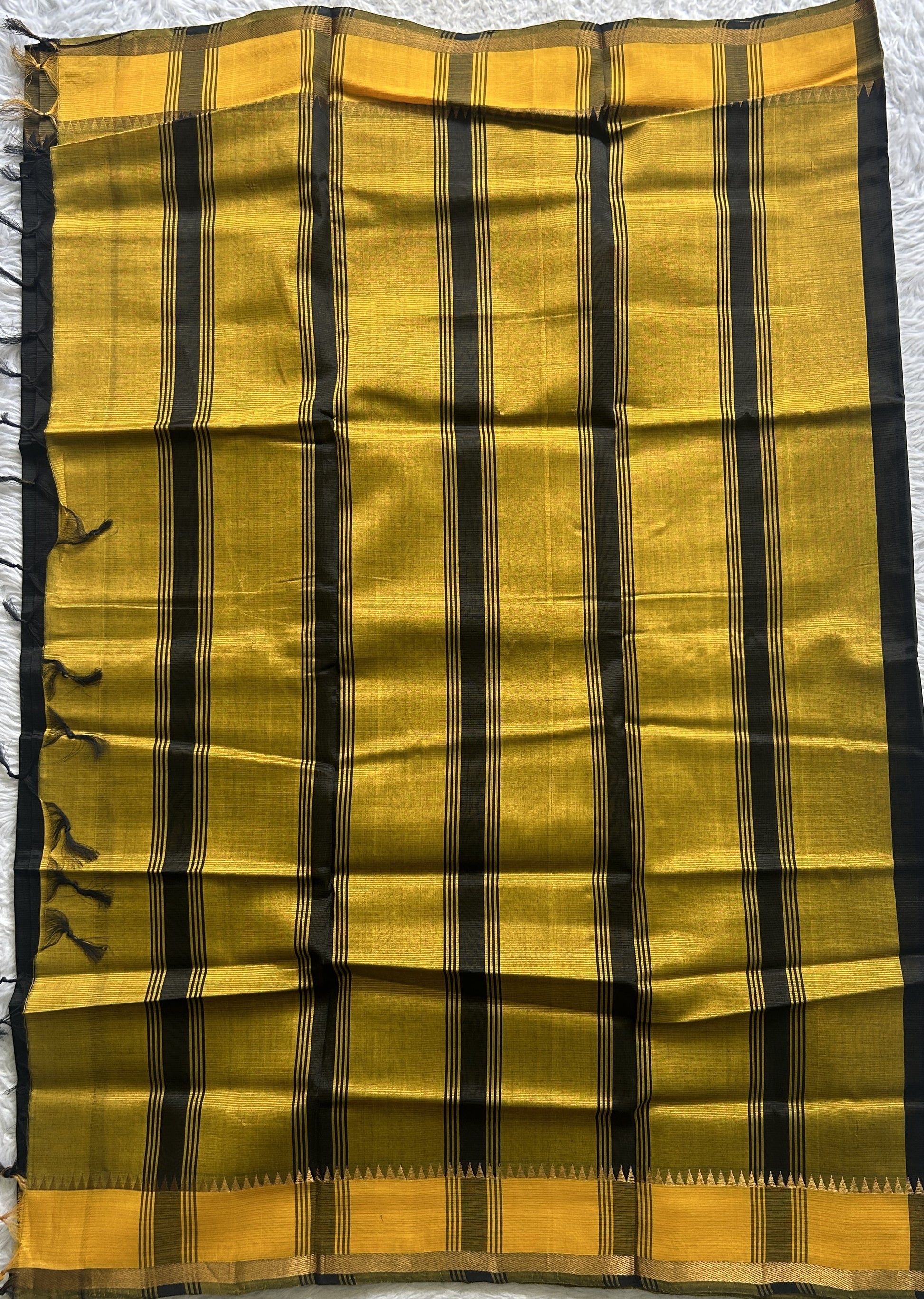 Mangalagiri Plain Pattu Saree Black colored complemented with a Zari Border - Sampradaya Designer Studio