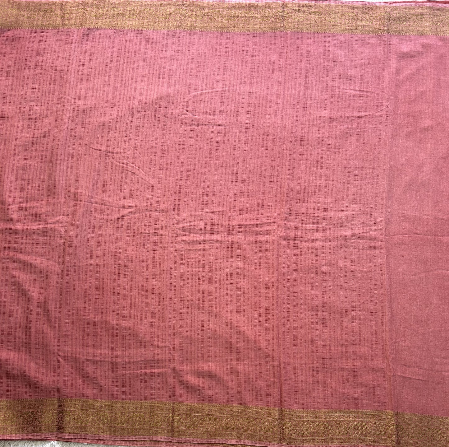 Onion Pink Banarasi Semi Tussar Georgette Saree with Sliver Zari Border — Lightweight Festive Wear - Sampradaya Designer Studio