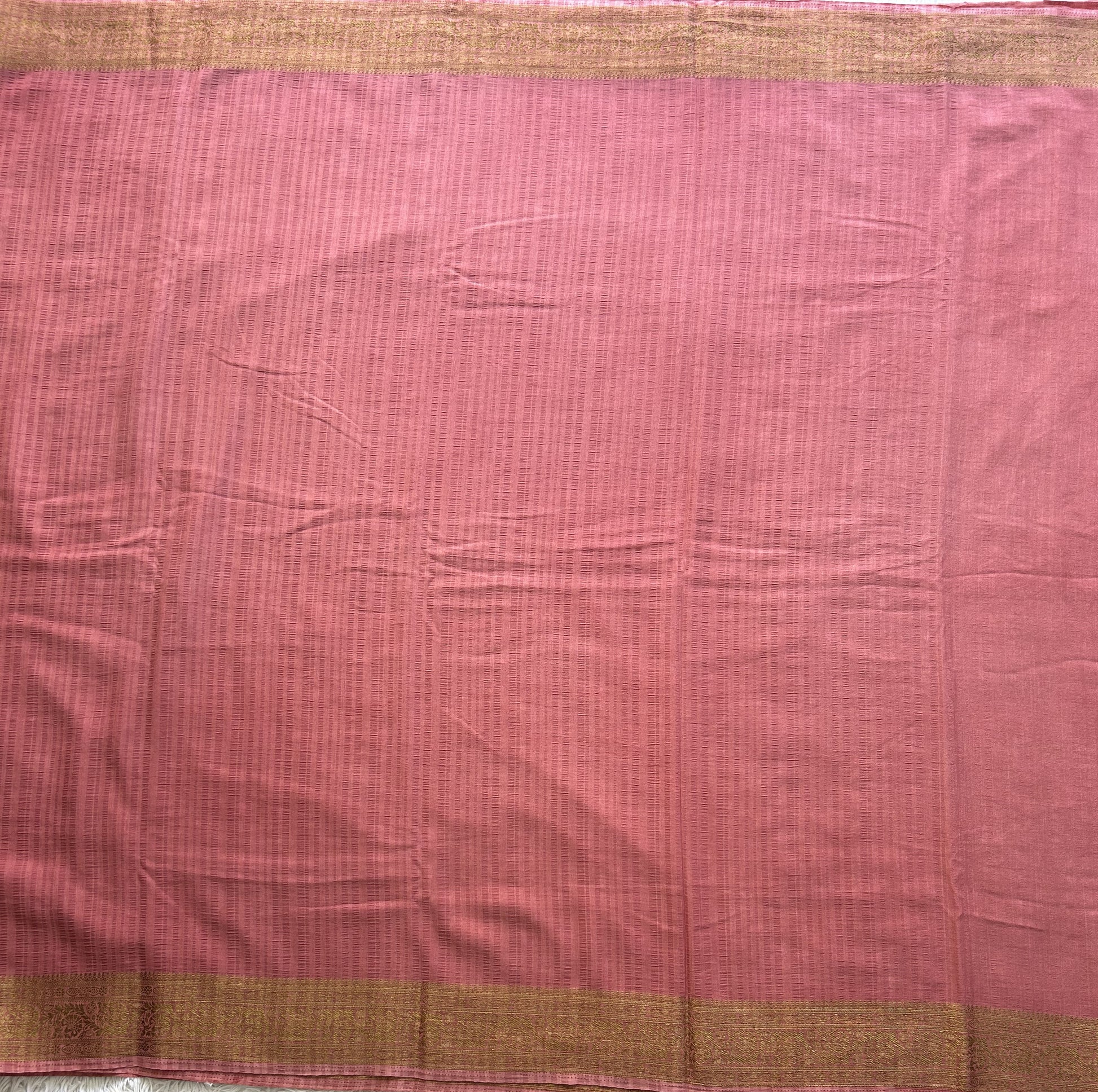 Onion Pink Banarasi Semi Tussar Georgette Saree with Sliver Zari Border — Lightweight Festive Wear - Sampradaya Designer Studio