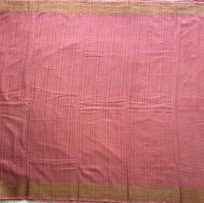 Onion Pink Banarasi Semi Tussar Georgette Saree with Sliver Zari Border — Lightweight Festive Wear - Sampradaya Designer Studio