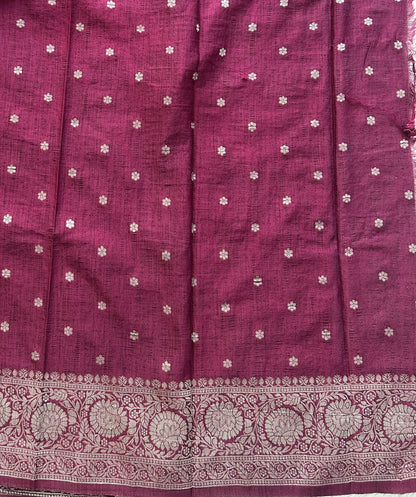 Pink Banarasi Semi Tussar Georgette Saree with Sliver Zari Border — Lightweight Festive Wear - Sampradaya Designer Studio