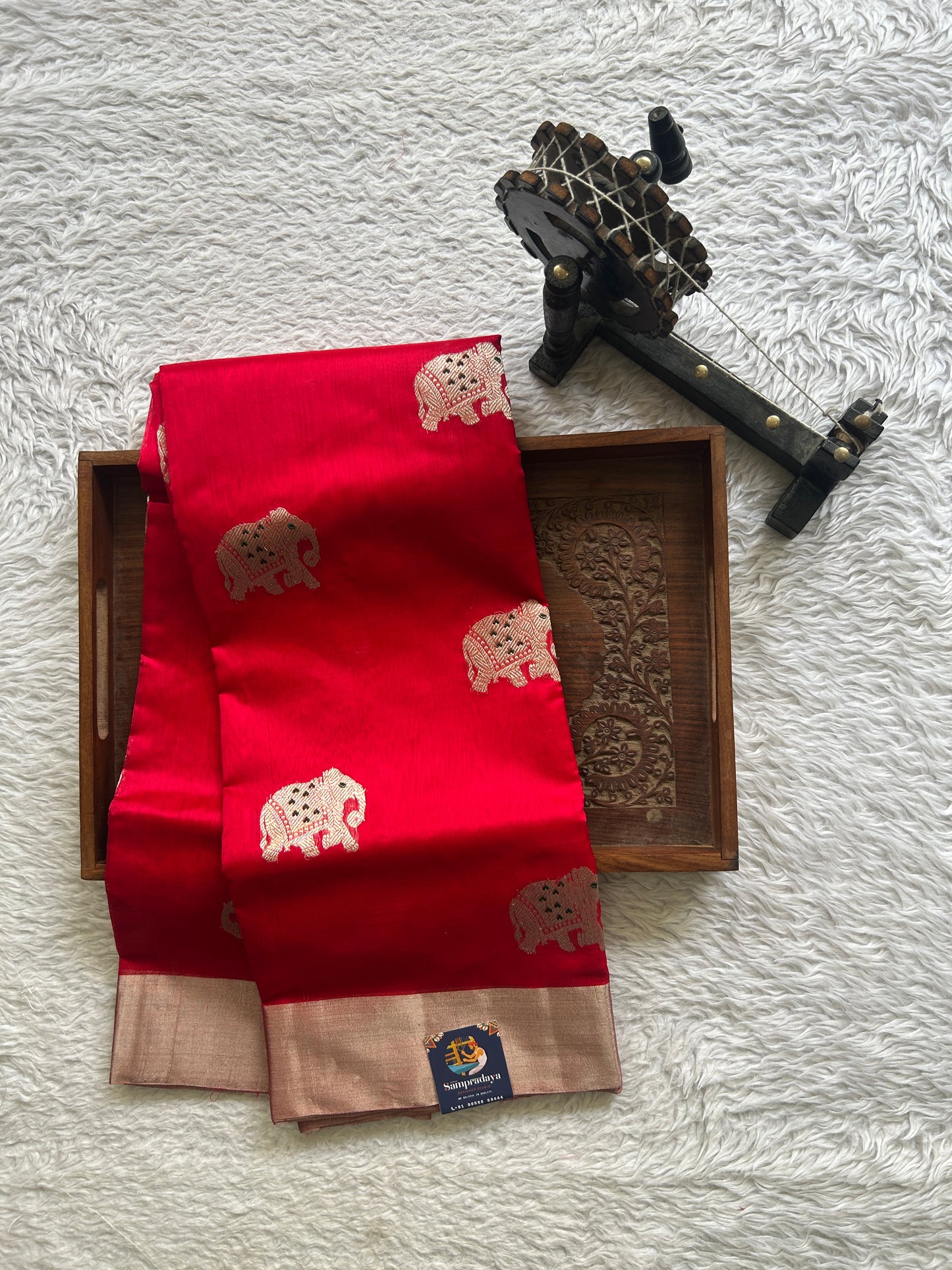 Chanderi Silk Saree Deep Pink color Elegantly Paired with a Silver Zari border - Sampradaya Designer Studio