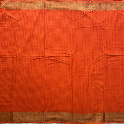 Orange Banarasi Semi Tussar Georgette Saree with Sliver Zari Border — Lightweight Festive Wear
