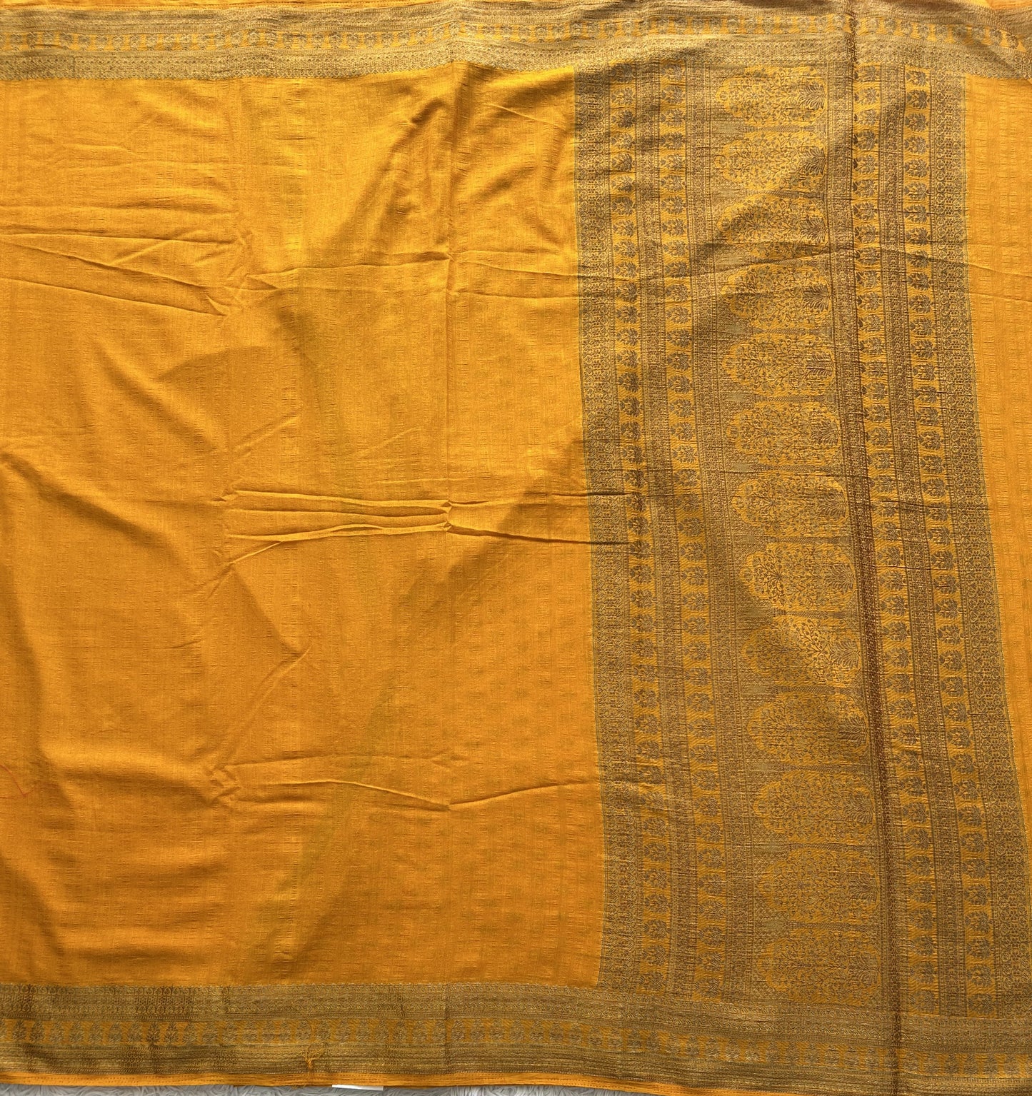 Yellow Banarasi Semi Tussar Georgette Saree with Sliver Zari Border — Lightweight Festive Wear - Sampradaya Designer Studio