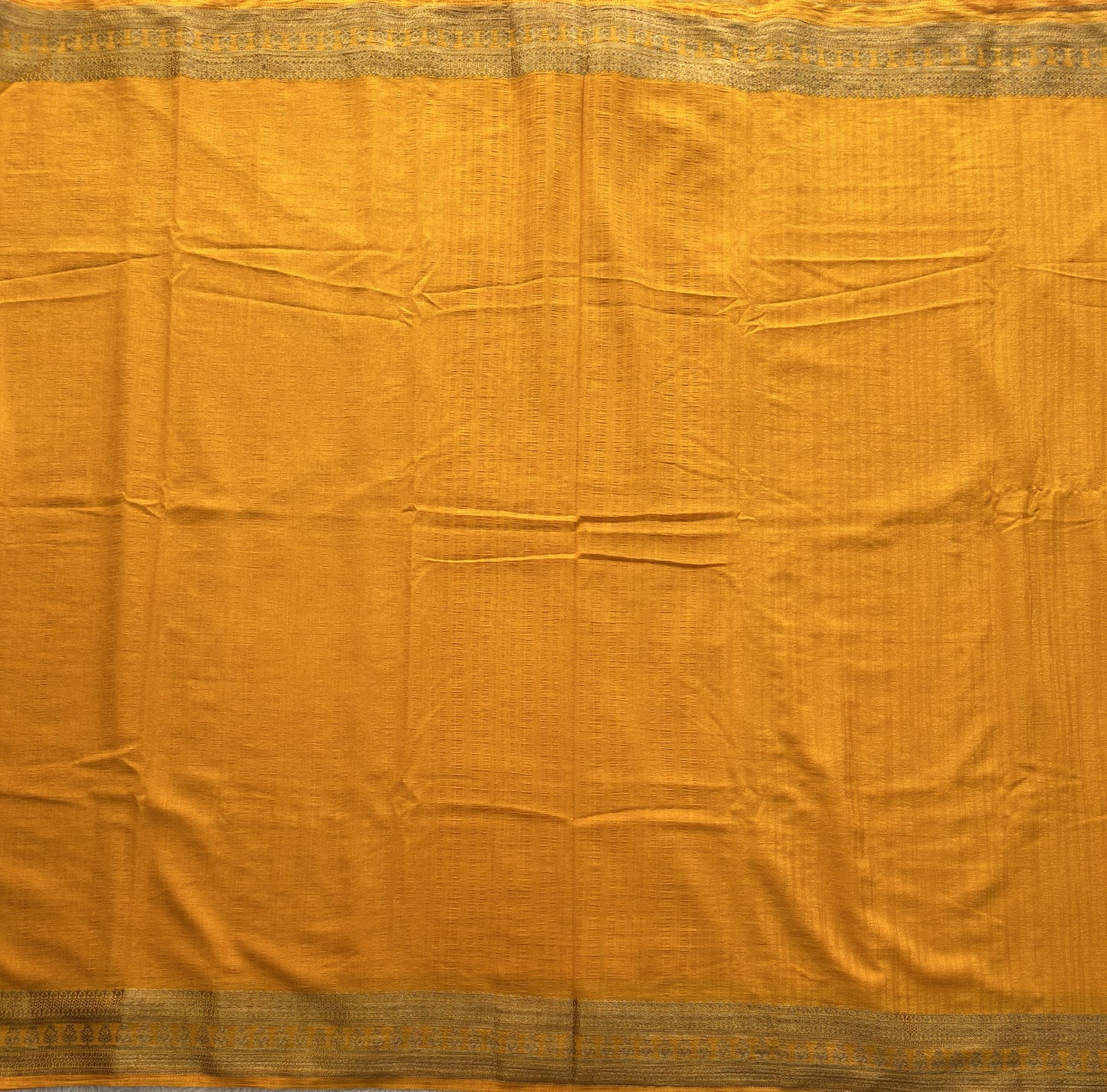 Yellow Banarasi Semi Tussar Georgette Saree with Sliver Zari Border — Lightweight Festive Wear - Sampradaya Designer Studio