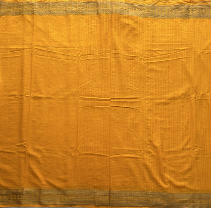 Yellow Banarasi Semi Tussar Georgette Saree with Sliver Zari Border — Lightweight Festive Wear - Sampradaya Designer Studio
