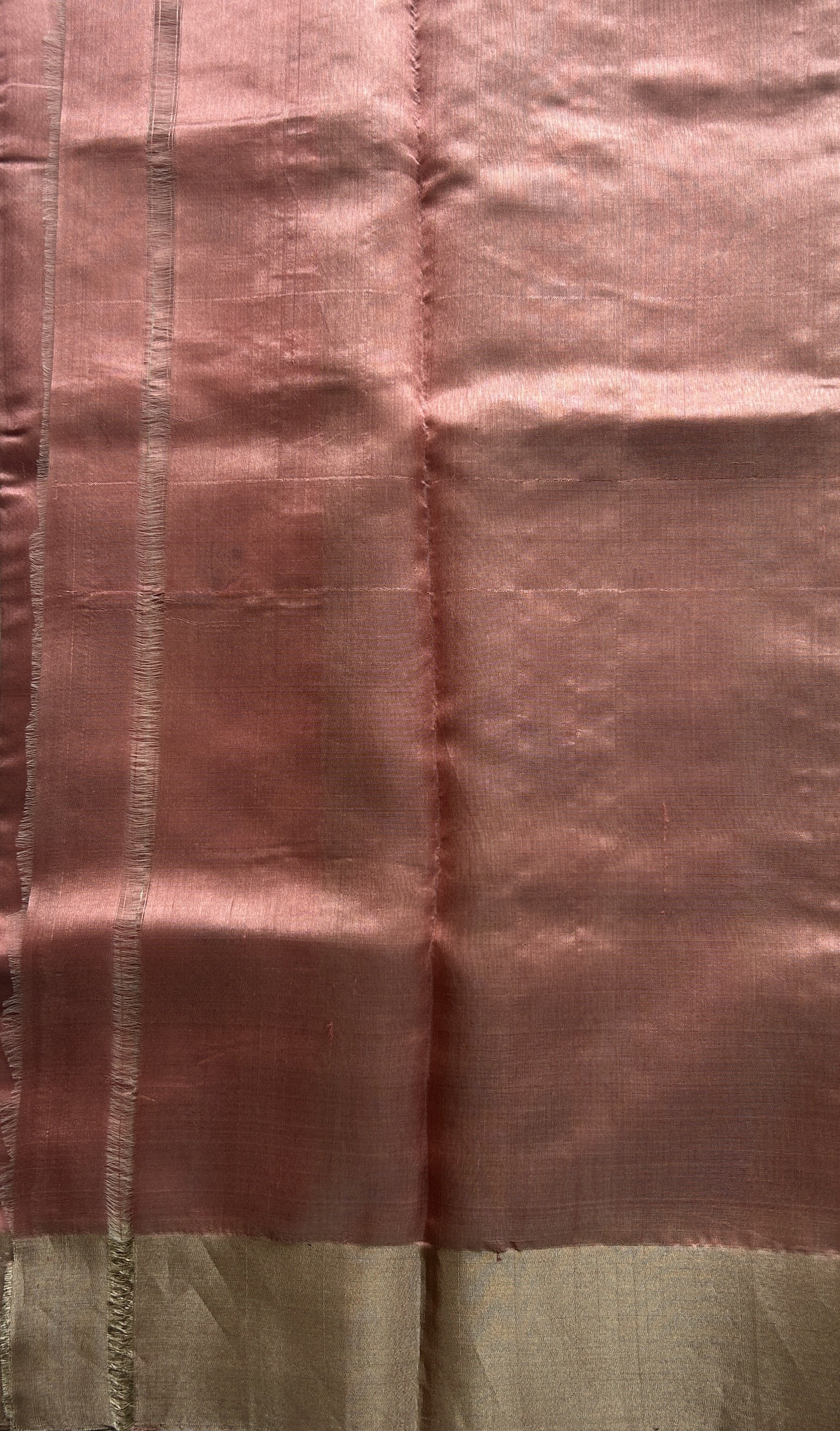 Chanderi Silk Saree Onion Pink color Elegantly Paired with a Silver Zari border - Sampradaya Designer Studio