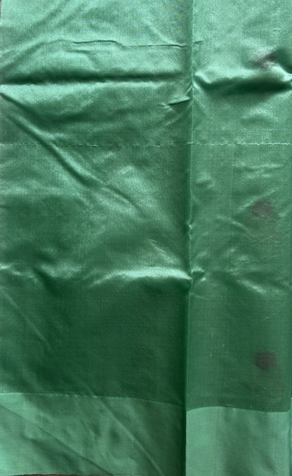 Chanderi Silk Saree Lux Green color Elegantly Paired with a Plain border - Sampradaya Designer Studio