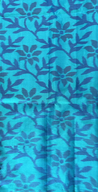 Kanjivaram Festive Soft Silk Saree Prussian Blue colored Saree complemented with a Turquoise Blue Colored Pochampally border. - Sampradaya Designer Studio
