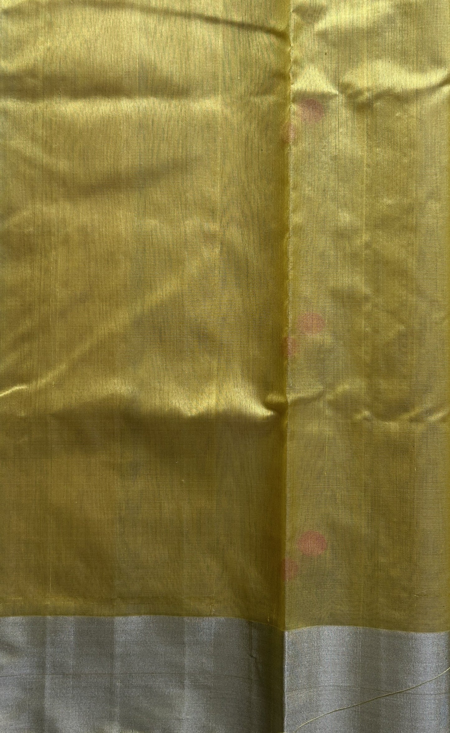 Chanderi Silk Saree Yellow color Elegantly Paired with a Silver Zari border - Sampradaya Designer Studio